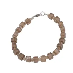 Bratara cuart fumuriu cuburi 5-6mm si discuri fatetate 4mm