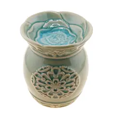 Vas aromaterapie din ceramica cu model Floare, albastru, 11cm AR101