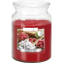 Lumanare parfumata Bispol borcan Premium line - Raspberry - White Lavender