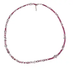 Colier cu discuri de Rubin, Diamant Herkier si argint 925