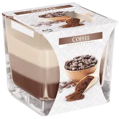 Lumanare parfumata Bispol in trei culori, pahar patrat - Coffee