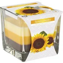 Lumanare parfumata Bispol in trei culori, pahar patrat - Sunflowers