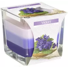 Lumanare parfumata Bispol in trei culori, pahar patrat - Violet