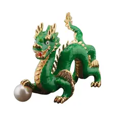 Statueta Dragon verde tanar cu perla, 2024