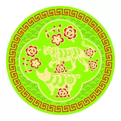 Abtibild sticker Feng Shui cu prietenii secreti – Tigru si Mistret 2024 – mare