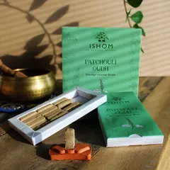 Caramizi Parfumate Ishom din Tamaie Naturala cu Suport - Lemn de Patchouli, 15 bucati