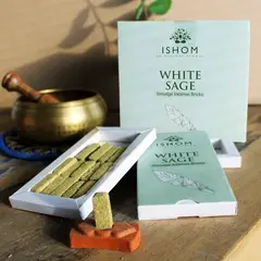 Caramizi Parfumate Ishom din Tamaie Naturala cu Suport - Salvie Alba, 15 bucati