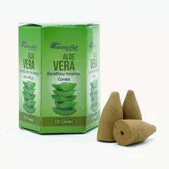 Conuri parfumate fumigatie Aromatika Tamaie Masala Backflow - Aloe Vera, 10 bucati
