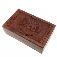 Cutie din lemn pentru depozitare cu model copacul vietii - 20cm
