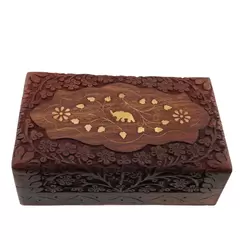 Cutie din lemn pentru depozitare cu model elefant - 20cm
