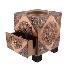 Cutie din lemn pentru depozitare si fumigatie, model metalic - 10cm