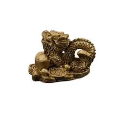 Statueta Feng Shui Dragon cu pepita si moneda din rasina - 5cm