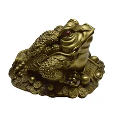 Statueta Feng Shui din alama Broasca raioasa aurie, 12cm