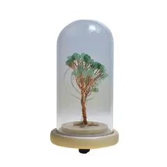 Copac in cupola de sticla cu lumina multicolora, cristal natural Aventurin, 13cm