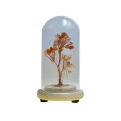 Copac in cupola de sticla cu lumina multicolora, cristal natural Carneol, 13cm