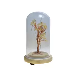 Copac in cupola de sticla cu lumina multicolora, cristal natural Citrin, 13cm