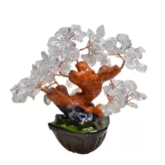 Copac in ghiveci cu 8 ramuri din cristal natural Cristal de stanca, 12cm