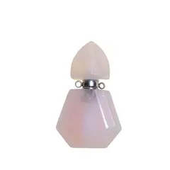 Pandantiv cristal natural Cuart roz sticluta model 2 cu agatatoare argintie, 4,5cm
