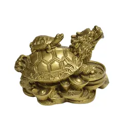 Statueta Feng Shui din alama Broasca Dragon cu pui, 8cm