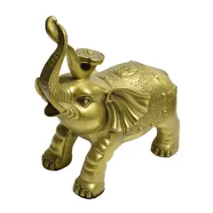 Statueta Feng Shui din alama Elefant cu Ru Yi, 19cm