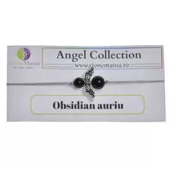 Bratara Therapy Angel Collection Obsidian auriu, 6-8mm