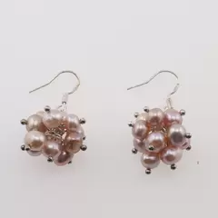 Cercei cu agatatoare handmade perle de cultura roz