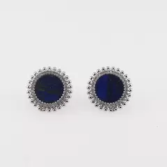 Cercei cu surub lapis lazuli si montura din metal, rotunzi 20mm