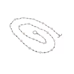 Colier reglabi Ametist si perle de cultura, metal argintiu, 2-4mm