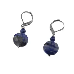 Cercei cu agatatoare lapis lazuli, banut fatetat de 12mm si sfera de 4mm