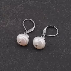 Cercei cu agatatoare perle de cultura albe 11mm - 4mm
