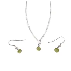 Set Cercei cu agatatoare si pandantiv Peridot briolete si Argint 925, 5-6mm