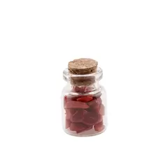 Sticla cu cristale naturale Coral Rosu chips 3-5mm, 3cm