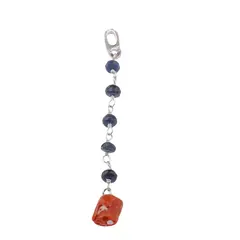 Pandantiv cristale naturale Safir lucrat manual si Coral natural cu argint 925