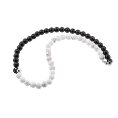 Colier Howlit, Onix sfere si Sidef banut Yin Yang, 8mm