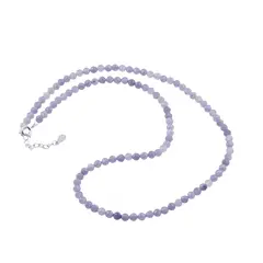 Colier Tanzanit sfere fatetate cu Argint 925, 4mm