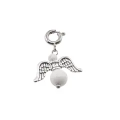 Breloc Ingeras cu pietre semipretioase Howlit, 4-6mm