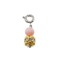 Breloc piatra semipretioasa Coral roz si sfera cu Zirconiu, 6-7mm