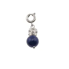 Breloc piatra semipretioasa Lapis lazuli si sfera cu Zirconiu, 6-8mm