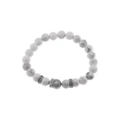 Bratara Howlit sfere si chipul lui Buddha pe elastic, 8mm