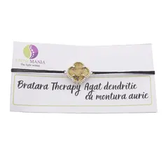 Bratara Therapy Agat dendritic trifoi cu montura aurie