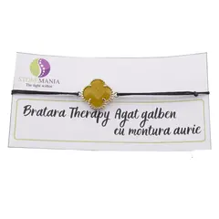 Bratara Therapy Agat galben trifoi cu montura aurie