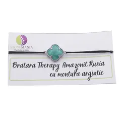 Bratara Therapy Amazonit Rusia trifoi cu montura argintie