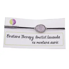 Bratara Therapy Ametist lavanda oval cu montura aurie