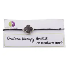 Bratara Therapy Ametist trifoi cu montura aurie