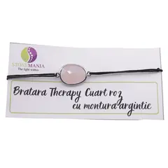 Bratara Therapy Cuart roz oval cu montura argintie