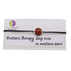 Bratara Therapy Jasp rosu patrat cu montura aurie