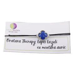 Bratara Therapy Lapis Lazuli trifoi cu montura aurie