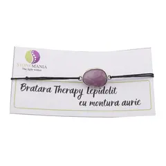 Bratara Therapy Lepidolit oval cu montura aurie