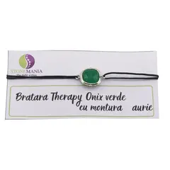 Bratara Therapy Onix verde patrat cu montura aurie