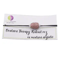 Bratara Therapy Rodonit roz oval cu montura argintie
